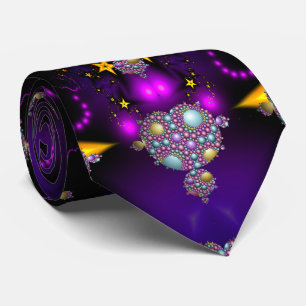Mandelbrot Fractal Apollonian Sphere Purple Gold Neck Tie