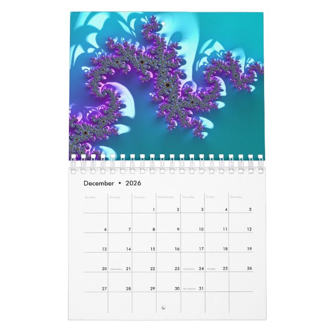 Mandelbrot fractal  calendar (Dec 2026)