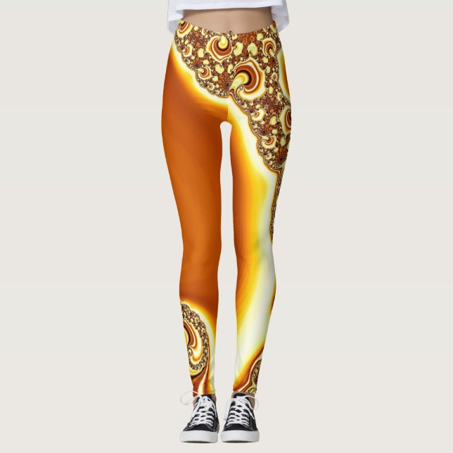 Mandelbrot Fractal Orange Leggings (Front)