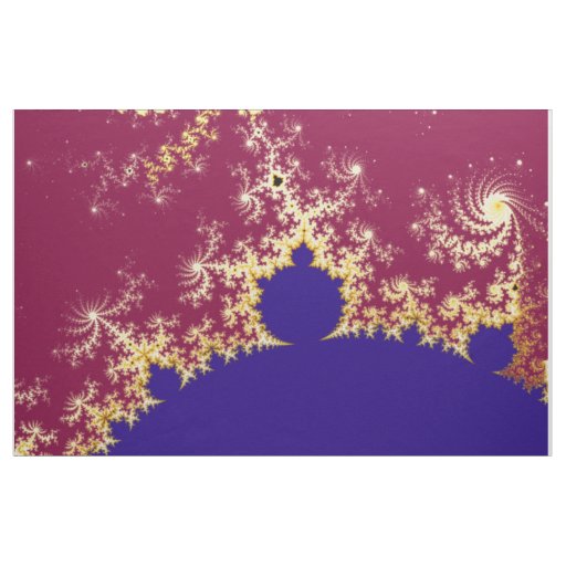 Mandelbrot Fractal Red Gold Blue Fabric