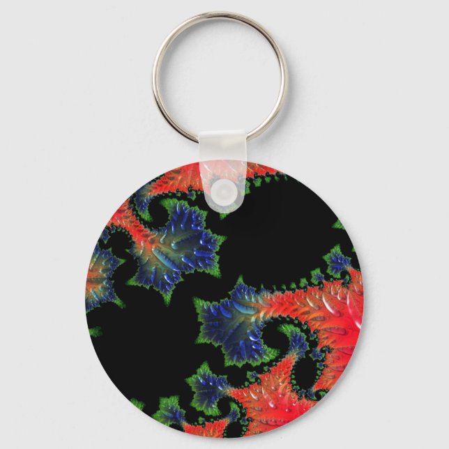 Mandelbrot Garden Button Key Ring (Front)