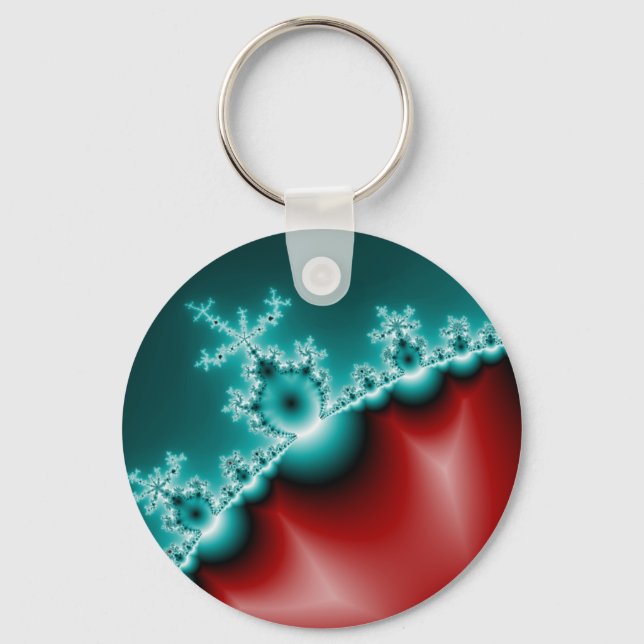 Mandelbrot Red Blue Fractal Keychain (Front)