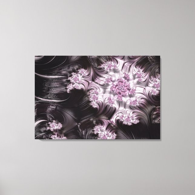 Mandelbrot Set Fractal Digital Art Pink & Black Canvas Print (Front)