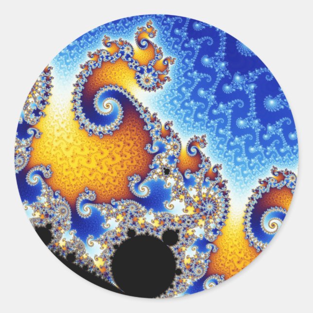 Mandelbrot Set Satellite Double Spiral Fractal Classic Round Sticker (Front)