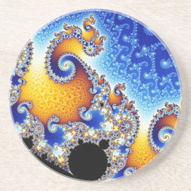 Mandelbrot Set Satellite Double Spiral Fractal Sandstone Coaster (Front)