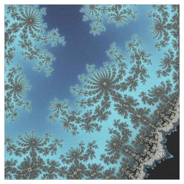 Mandelbrot Snowflake - baby blue fractal design Fabric (Swatch)