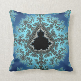 Mandelbrot Snowflake - baby blue fractal design Throw Pillow