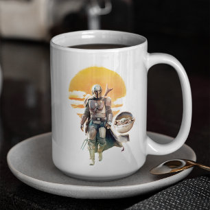Mando and The Child Sunset Walk Coffee Mug