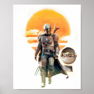 Mando and The Child Sunset Walk Poster