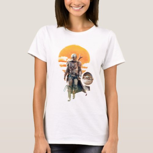Mando and The Child  Sunset Walk T_Shirt