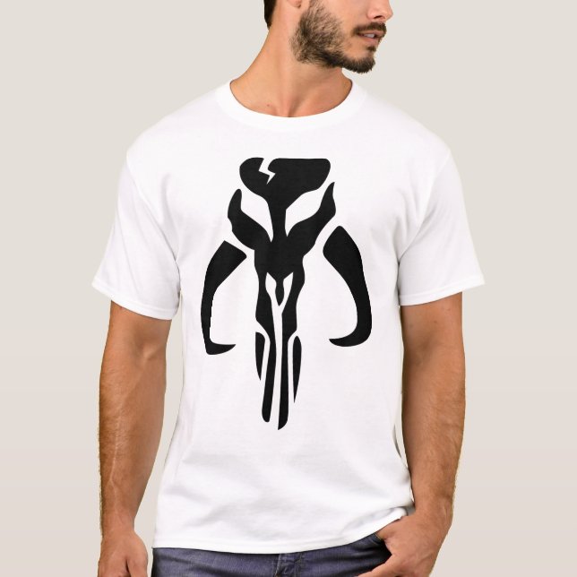 Mando Mythosaur Skull White Sticker T-Shirt (Front)