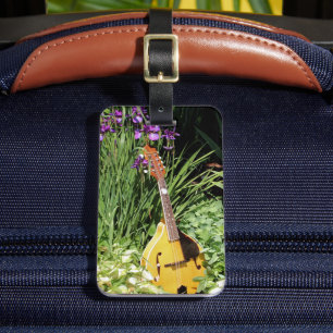 Mandolin And Iris Flower Garden Personalized Luggage Tag