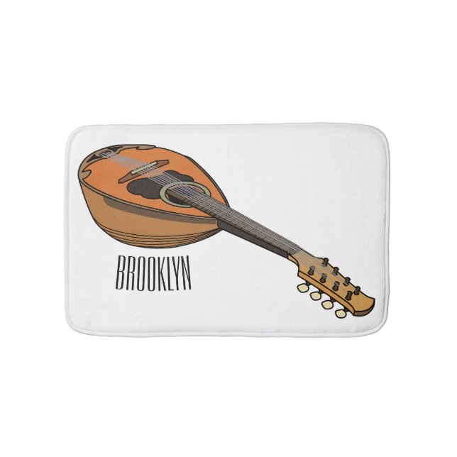 Mandolin cartoon illustration bath mat (Front)