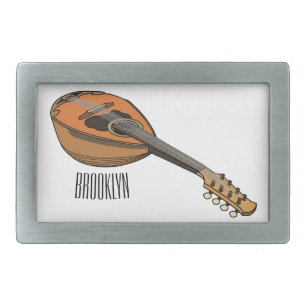 Mandolin cartoon illustration belt buckle