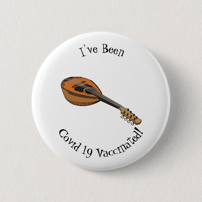 Mandolin cartoon illustration button (Front)