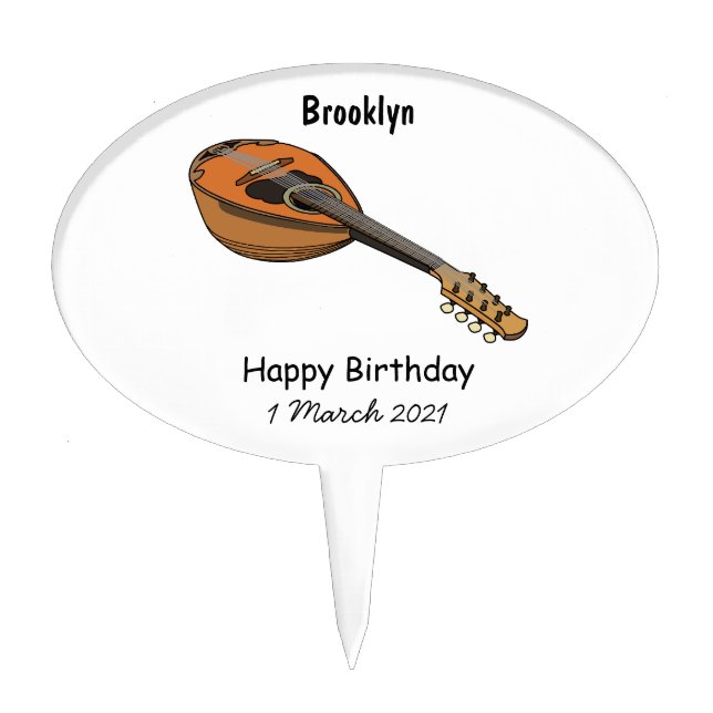 Mandolin cartoon illustration cake topper (Front)