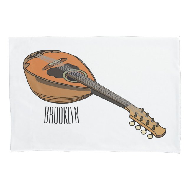 Mandolin cartoon illustration pillow case (Front)