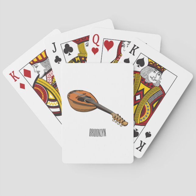 Mandolin cartoon illustration poker cards (Back)