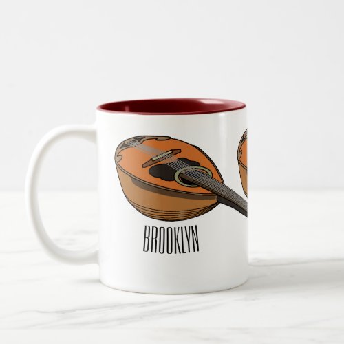 Mandolin cartoon illustration Two_Tone coffee mug