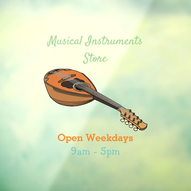 Mandolin cartoon illustration window cling (Sheet 3)