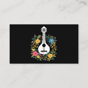 Mandolin Flowers Pattern Player String Instruments Business Card