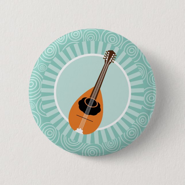 Mandolin Fun Turquoise Swirl Music Button (Front)