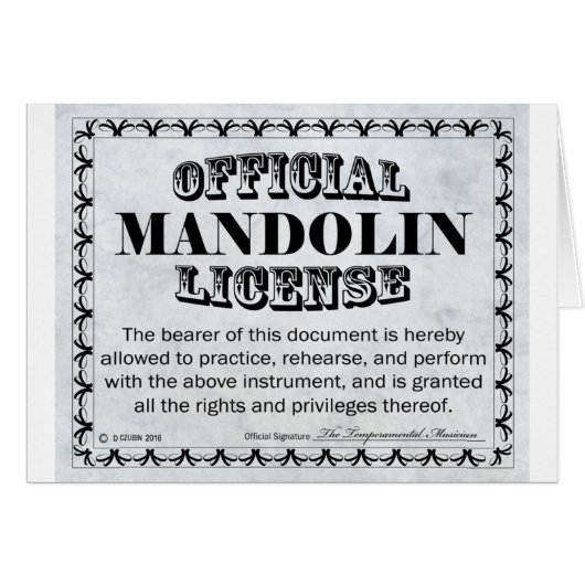 Mandolin License (Front Horizontal)