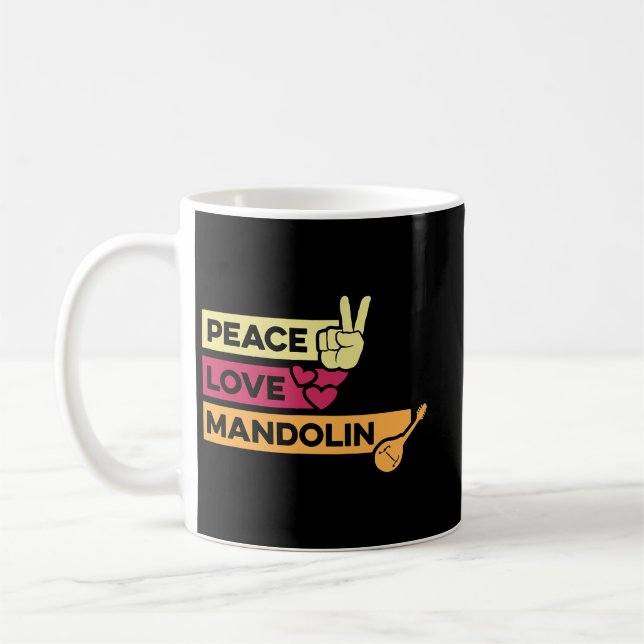 Mandolin Lover Peace Love Mandolin Maestro Coffee Mug (Left)