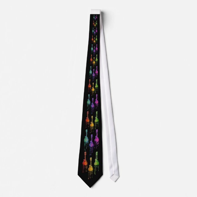 Mandolin Melting in Rainbow Colors Neck Tie (Front)