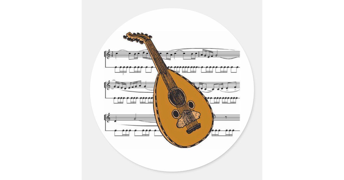 Mandolin musical 15 B Classic Round Sticker Zazzle