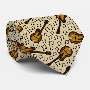 Mandolin Musical Notes Mandolinist Folk Musician Neck Tie