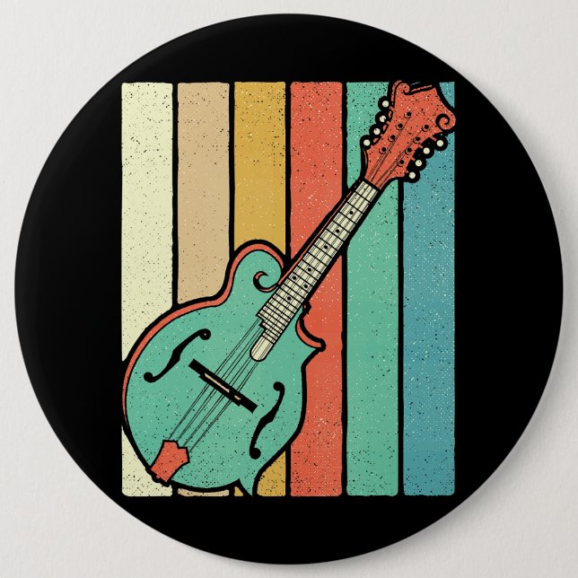 Mandolin Player Funky Retro Bluegrass Mandolin Mus Button (Front)