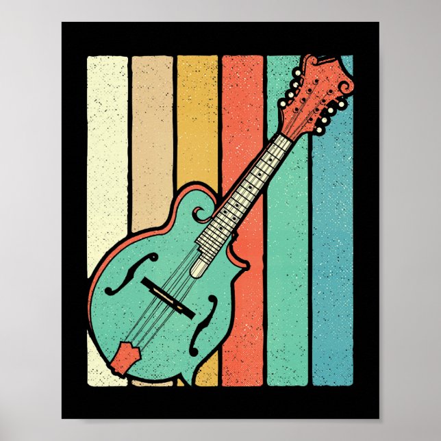 Mandolin Player Funky Retro Bluegrass Mandolin Mus Poster (Front)