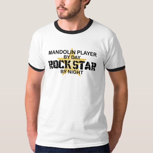 Mandolin Rock Star by Night T-Shirt (Front)