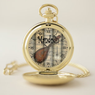 Mandolin ~ Rolled Vintage Sheet Music ~ Unique ~ Pocket Watch