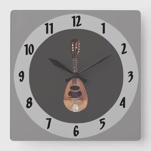 Mandolin Square Wall Clock (Front)