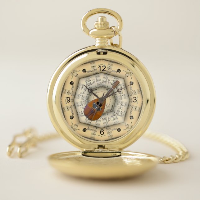 Mandolin ~ Strange Musical Design ~ Unique ~ Pocket Watch (Inside)
