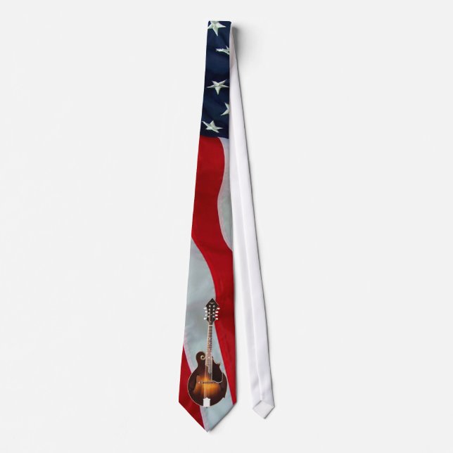 mANDOLIN -TIE-AMERICAN FLAG Neck Tie (Front)