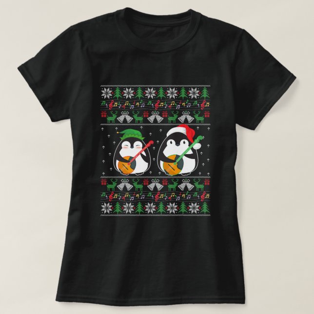 Mandolin Ugly Christmas Sweater Elf Santa Penguin  (Design Front)