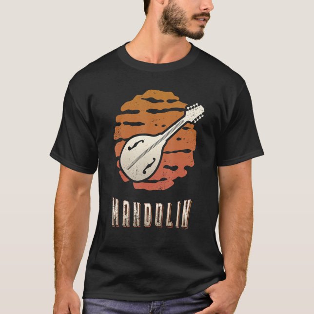 Mandolin Vintage Retro Classic Sunset Music T-Shirt (Front)