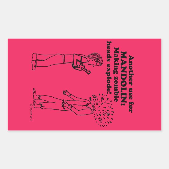 Mandolin Zombie Explode Rectangular Sticker (Front)