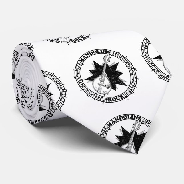 Mandolins Rock Bluegass Neck Tie (Rolled)
