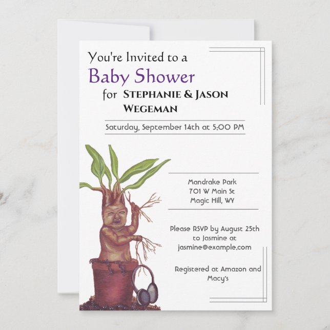 Mandrake Baby Shower Invitation (Front)