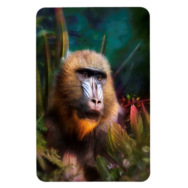 Mandril Baboon MASK IN THE JUNGLE Magnet (Vertical)