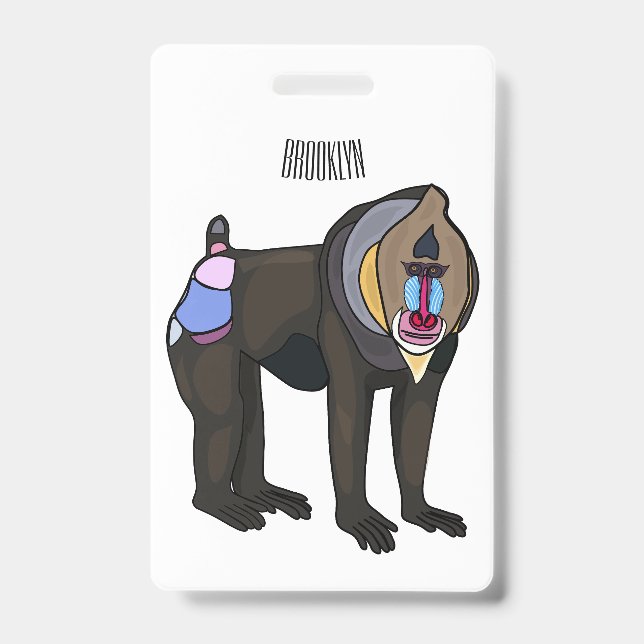 Mandrill cartoon illustration badge (Front)