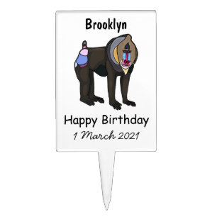 Mandrill cartoon illustration cake topper