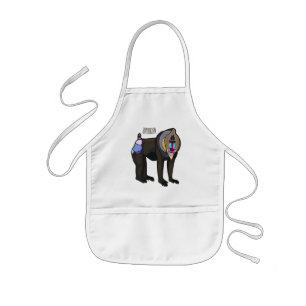 Mandrill cartoon illustration kids' apron