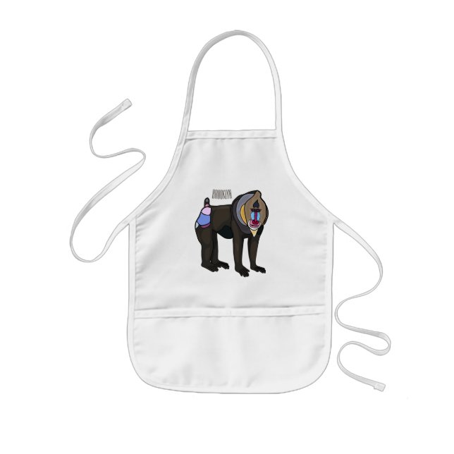 Mandrill cartoon illustration kids' apron (Front)