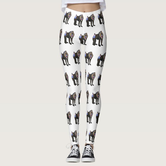 Mandrill cartoon illustration leggings (Front)