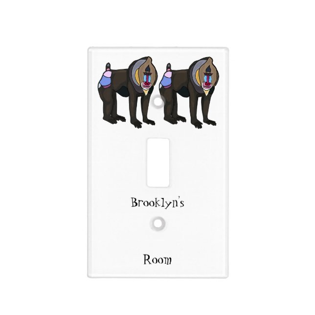 Mandrill cartoon illustration light switch cover (Front)